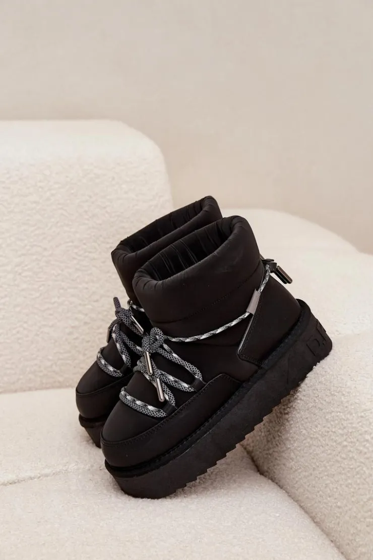 D.Franklin Śniegowce Damskie*Śniegowce Na Platformie DFSH371015 Czarne Czarny