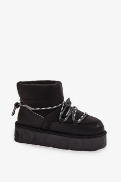 D.Franklin Śniegowce Damskie*Śniegowce Na Platformie DFSH371015 Czarne Czarny