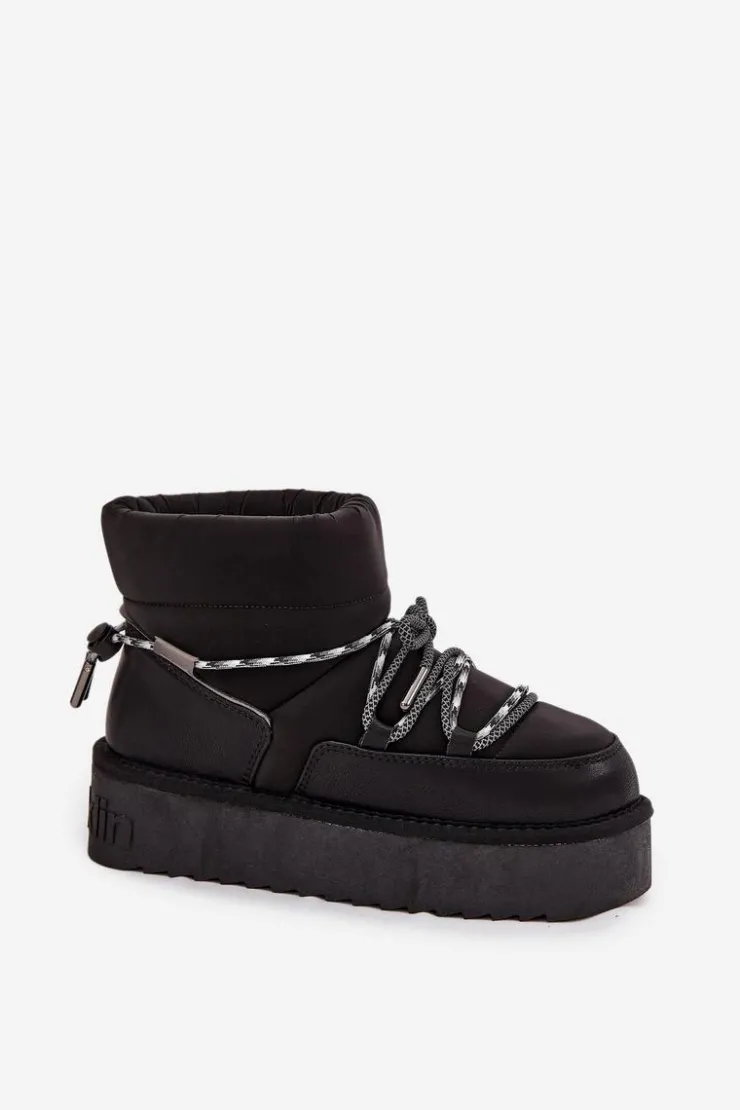 D.Franklin Śniegowce Damskie*Śniegowce Na Platformie DFSH371015 Czarne Czarny