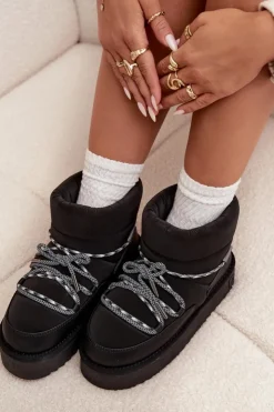 D.Franklin Śniegowce Damskie*Śniegowce Na Platformie DFSH371015 Czarne Czarny