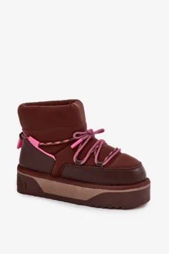 Damskie D.Franklin Śniegowce Na Platformie DFSH371015 Czekoladowe