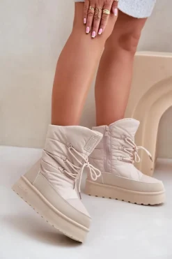 New Big Star Shoes Śniegowce Na Platformie Na Zamek Big Star OO274885 Beżowe Beżowy