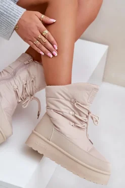 New Big Star Shoes Śniegowce Na Platformie Na Zamek Big Star OO274885 Beżowe Beżowy