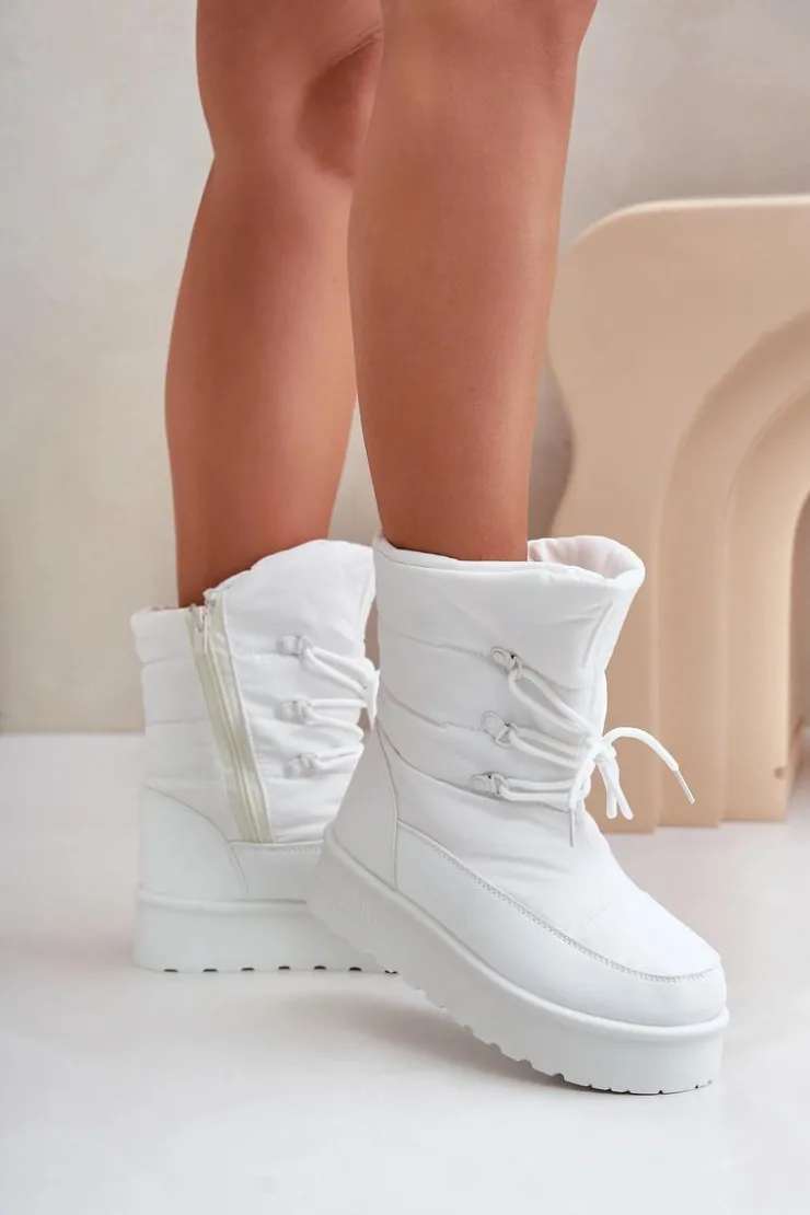 Damskie Big Star Shoes Śniegowce Na Platformie Na Zamek Big Star OO274886 Białe