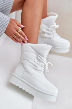 Damskie Big Star Shoes Śniegowce Na Platformie Na Zamek Big Star OO274886 Białe