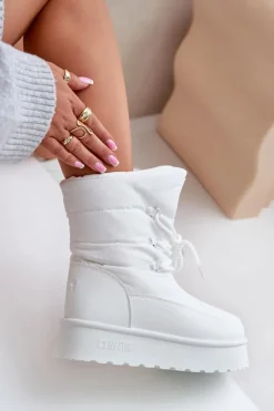 Damskie Big Star Shoes Śniegowce Na Platformie Na Zamek Big Star OO274886 Białe