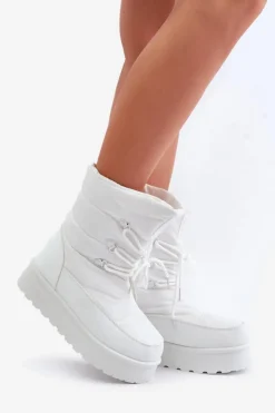 Damskie Big Star Shoes Śniegowce Na Platformie Na Zamek Big Star OO274886 Białe