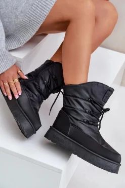 Big Star Shoes Śniegowce Damskie*Śniegowce Na Platformie Na Zamek Big Star OO274884 Czarne Czarny