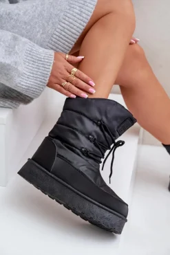 Big Star Shoes Śniegowce Damskie*Śniegowce Na Platformie Na Zamek Big Star OO274884 Czarne Czarny