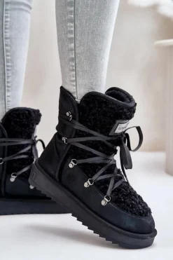 D.Franklin Śniegowce Na Platformie Wegańskie DFSH370004 Czarne Czarny