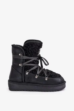 D.Franklin Śniegowce Na Platformie Wegańskie DFSH370004 Czarne Czarny