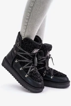 D.Franklin Śniegowce Na Platformie Wegańskie DFSH370004 Czarne Czarny