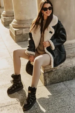 D.Franklin Śniegowce Na Platformie Wegańskie DFSH370004 Czarne Czarny