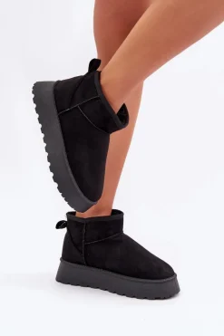 New Boto Śniegowce Na Platformie Z Eko Zamszu Czarne Vlivana