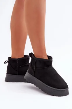 New Boto Śniegowce Na Platformie Z Eko Zamszu Czarne Vlivana