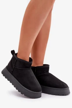 New Boto Śniegowce Na Platformie Z Eko Zamszu Czarne Vlivana