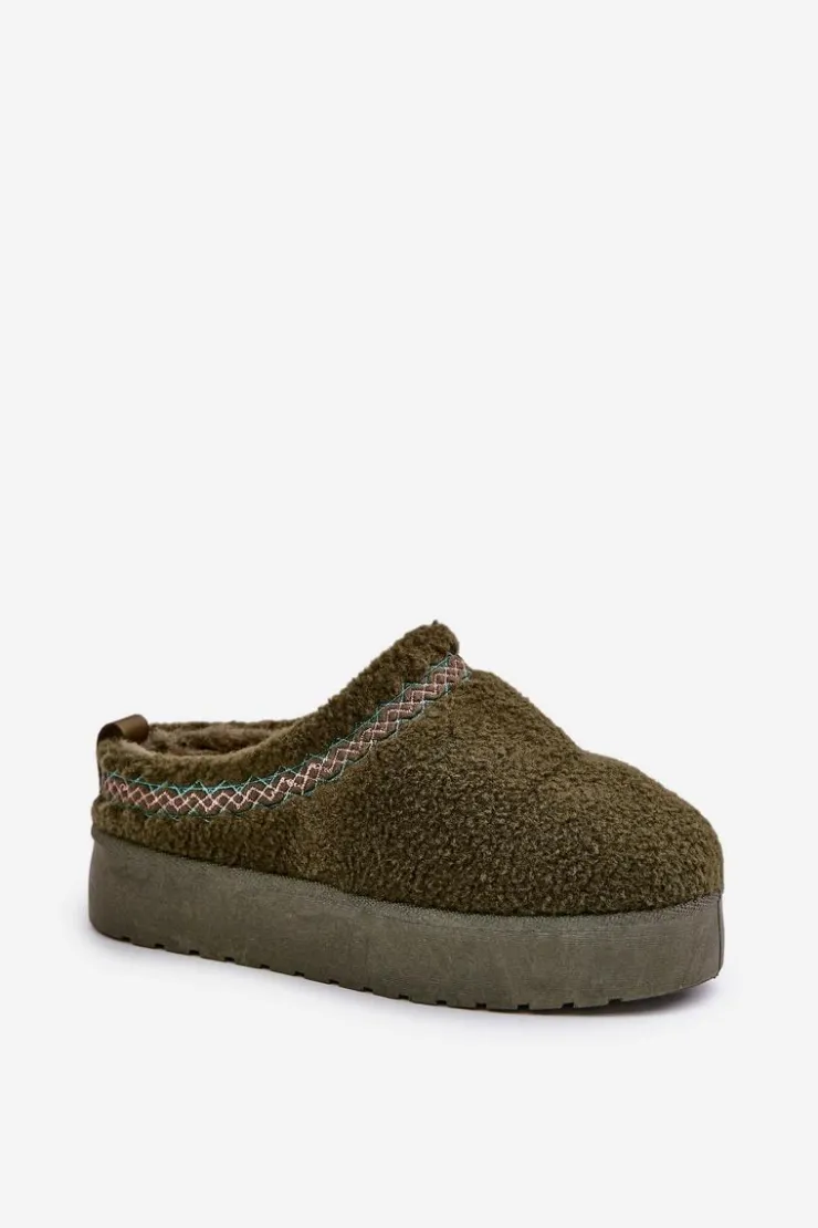 Damskie Boto Śniegowce Na Platformie Z Futerkiem Typu Baranek Ciemnozielone Mesirra