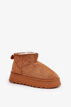 Damskie Boto Śniegowce Na Platformie Z Eko Zamszu Camel Vlivana