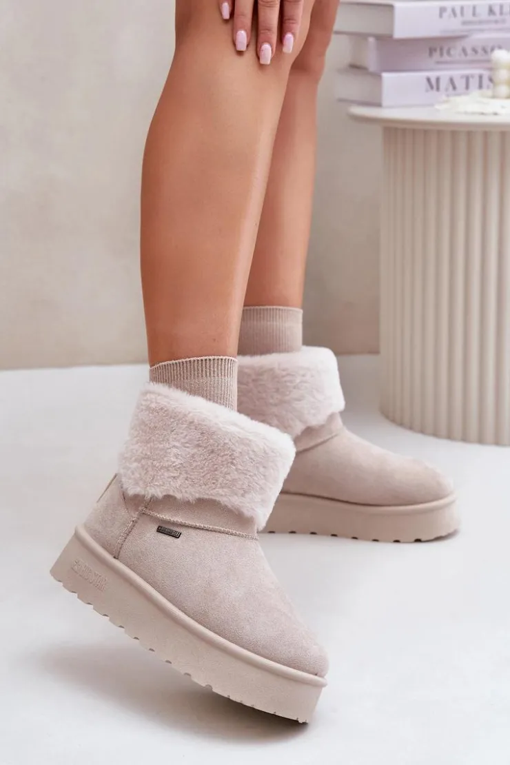 Clearance Big Star Shoes Śniegowce Na Platformie Z Futerkiem Big Star OO274A107 Jasnobeżowe Beżowy