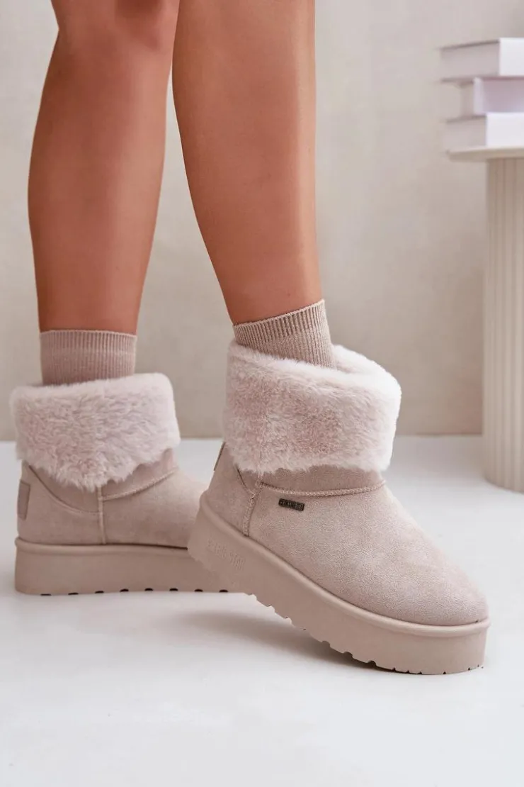 Clearance Big Star Shoes Śniegowce Na Platformie Z Futerkiem Big Star OO274A107 Jasnobeżowe Beżowy