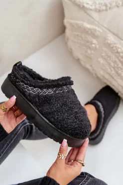 Boto Śniegowce Damskie|Kapcie Klasyczne*Śniegowce Na Platformie Z Futerkiem Typu Baranek Czarne Mesirra