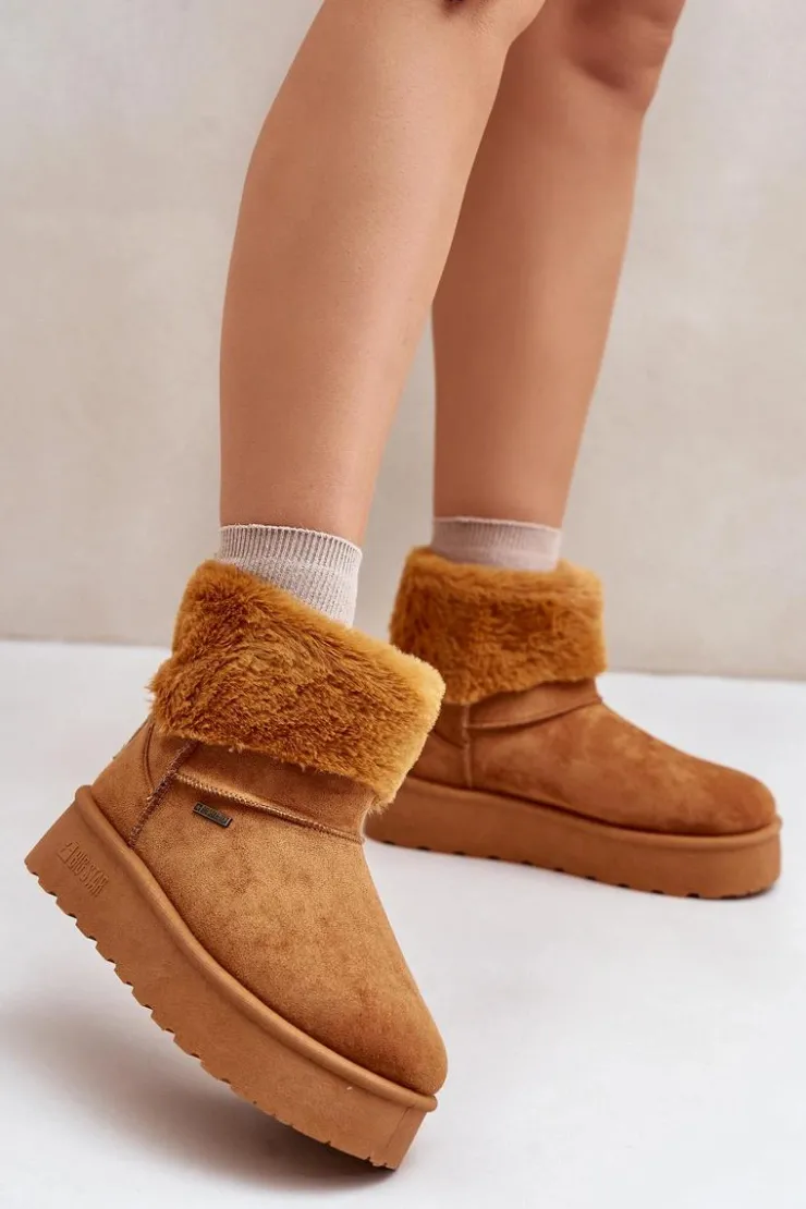 Big Star Shoes Śniegowce Damskie*Śniegowce Na Platformie Z Futerkiem Big Star OO274A106 Camel Brązowy