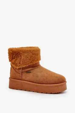 Big Star Shoes Śniegowce Damskie*Śniegowce Na Platformie Z Futerkiem Big Star OO274A106 Camel Brązowy