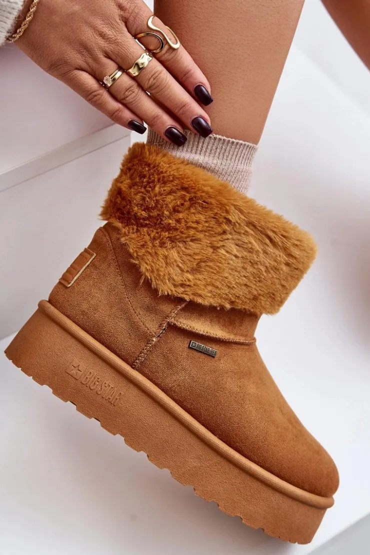 Big Star Shoes Śniegowce Damskie*Śniegowce Na Platformie Z Futerkiem Big Star OO274A106 Camel Brązowy