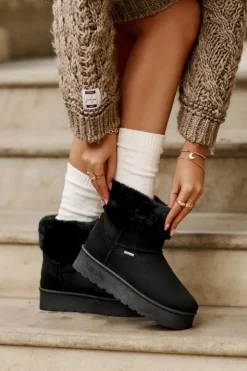 Big Star Shoes Śniegowce Damskie*Śniegowce Na Platformie Z Futerkiem Big Star OO274A108 Czarne Czarny