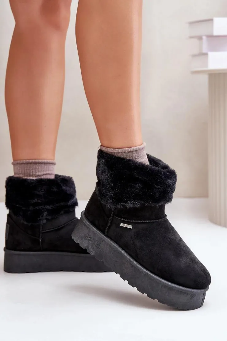 Big Star Shoes Śniegowce Damskie*Śniegowce Na Platformie Z Futerkiem Big Star OO274A108 Czarne Czarny