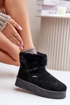 Big Star Shoes Śniegowce Damskie*Śniegowce Na Platformie Z Futerkiem Big Star OO274A108 Czarne Czarny