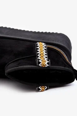 Damskie Boto Śniegowce Na Platformie Ze Wzorem Czarne Udra