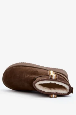 Boto Śniegowce Damskie*Śniegowce Na Platformie Ze Wzorem Ciemnozielone Udra Zielony