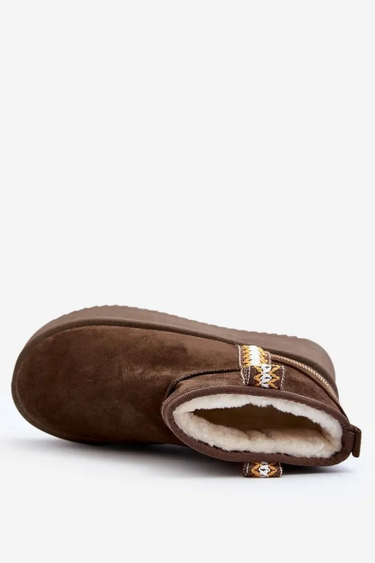 Boto Śniegowce Damskie*Śniegowce Na Platformie Ze Wzorem Ciemnozielone Udra Zielony