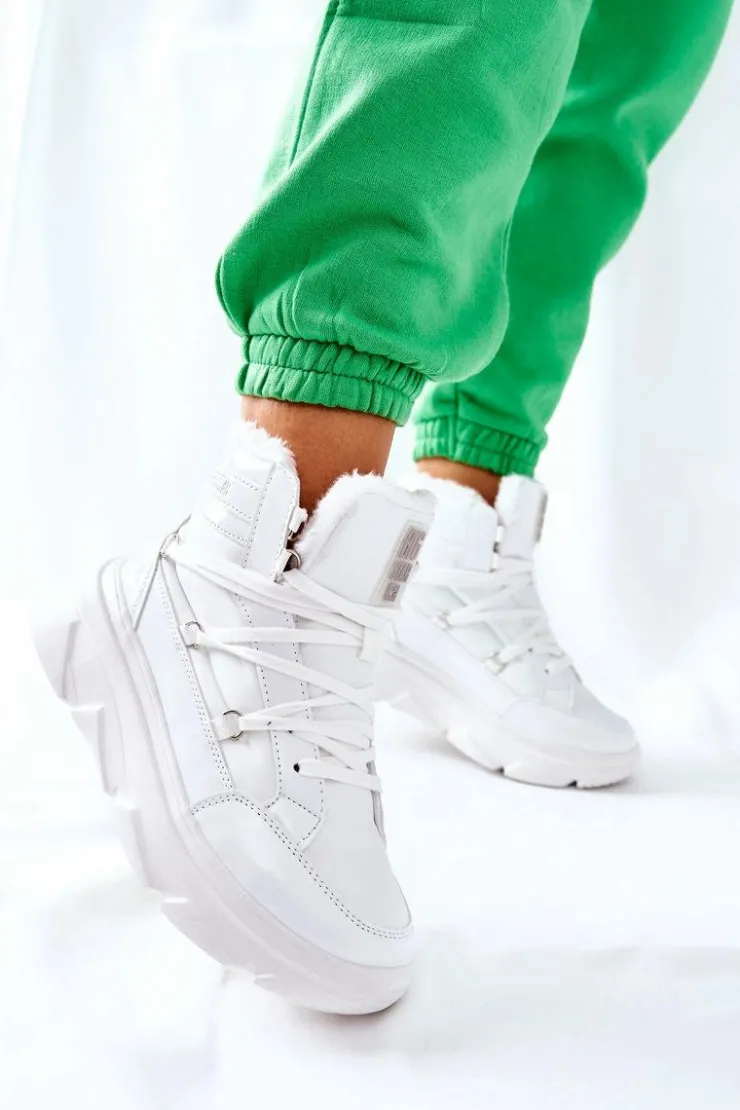 Damskie Big Star Shoes Śniegowce Ocieplane Big Star II274463 Białe