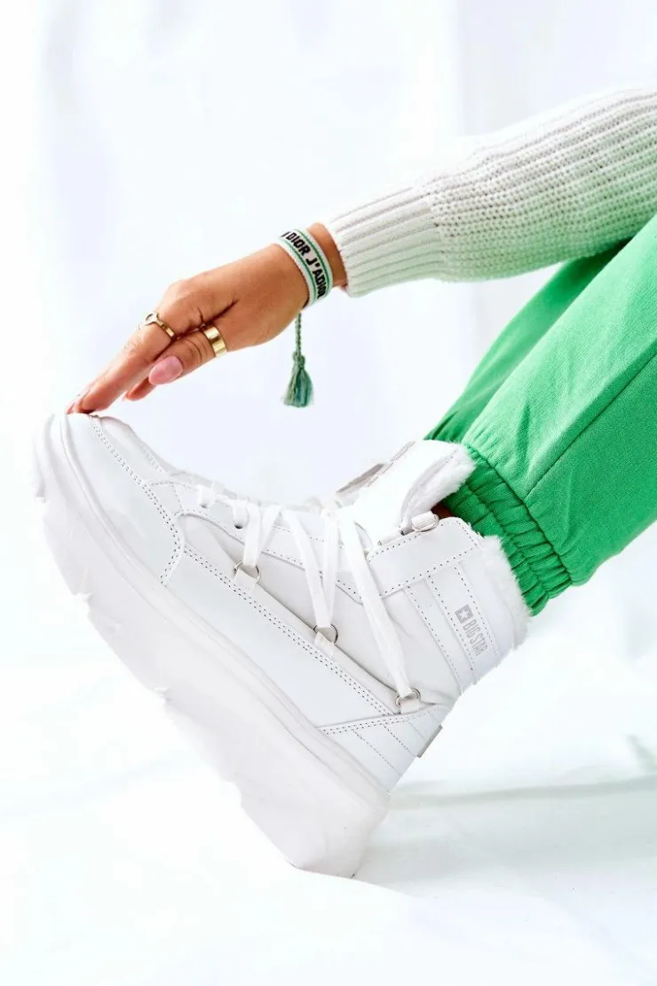 Damskie Big Star Shoes Śniegowce Ocieplane Big Star II274463 Białe