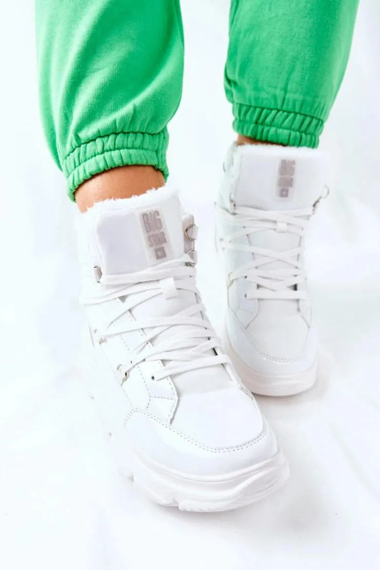 Damskie Big Star Shoes Śniegowce Ocieplane Big Star II274463 Białe