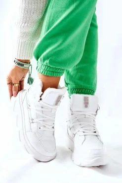 Damskie Big Star Shoes Śniegowce Ocieplane Big Star II274463 Białe