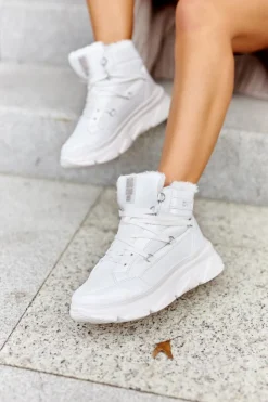 Damskie Big Star Shoes Śniegowce Ocieplane Big Star II274463 Białe