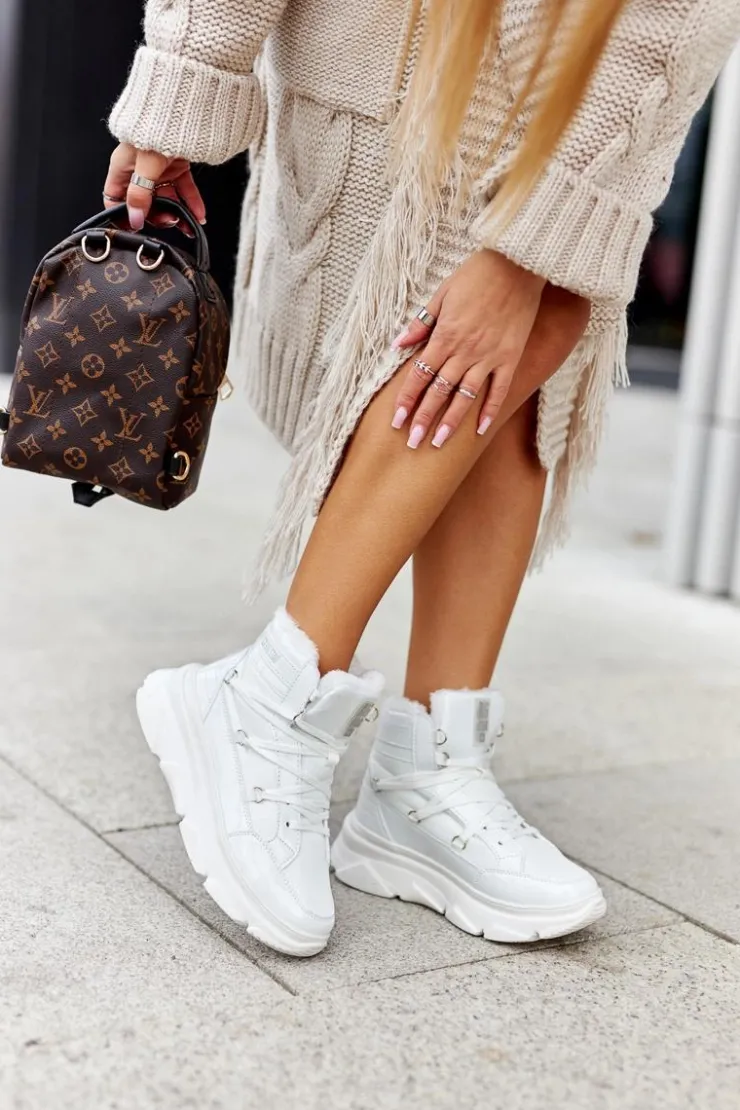 Damskie Big Star Shoes Śniegowce Ocieplane Big Star II274463 Białe