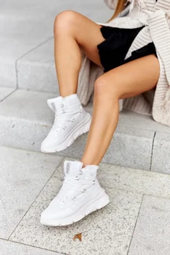 Damskie Big Star Shoes Śniegowce Ocieplane Big Star II274463 Białe