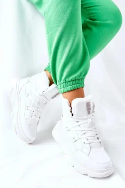 Damskie Big Star Shoes Śniegowce Ocieplane Big Star II274463 Białe