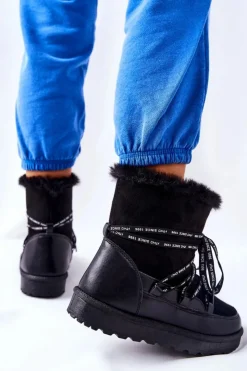 Boto Śniegowce Ocieplane Futerkiem Na Platformie Czarne Salemi