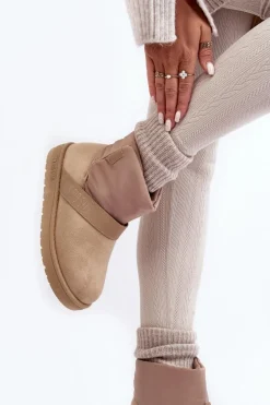 Sale Big Star Shoes Śniegowce Ocieplane Na Platformie Beżowe Big Star MM274152 Beżowy