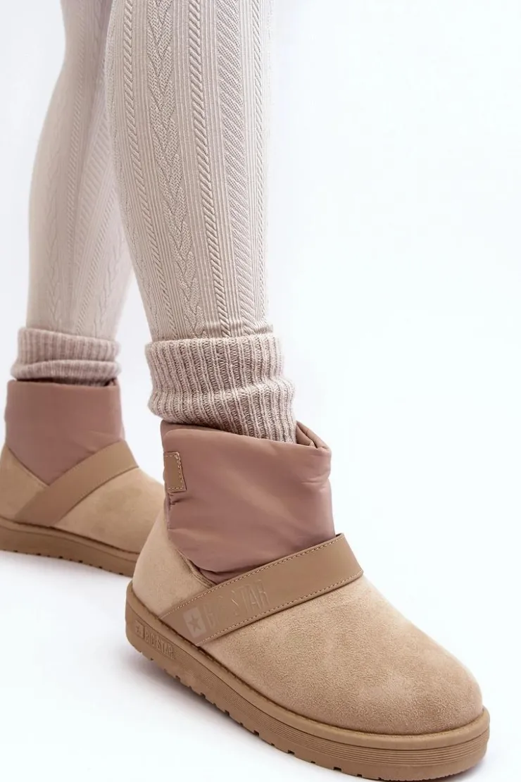 Sale Big Star Shoes Śniegowce Ocieplane Na Platformie Beżowe Big Star MM274152 Beżowy