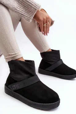 Damskie Big Star Shoes Śniegowce Ocieplane Na Platformie Czarne Big Star MM274151