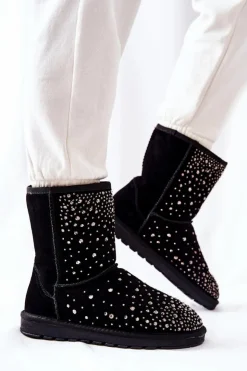 Best Boto Śniegowce Ocieplane Z Dżetami Czarne Mariella