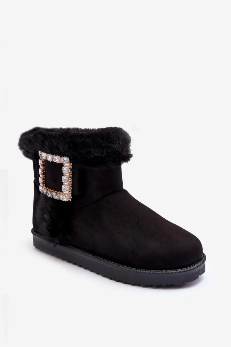 Boto Śniegowce Damskie*Śniegowce Ocieplane Z Klamrą Czarne Dulca Czarny