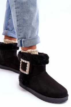 Boto Śniegowce Damskie*Śniegowce Ocieplane Z Klamrą Czarne Dulca Czarny