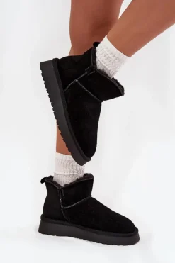 Damskie Buty damskie Vinceza Śniegowce Z Naturalnego Zamszu Ocieplane Futerkiem Vinceza 97961 Czarne